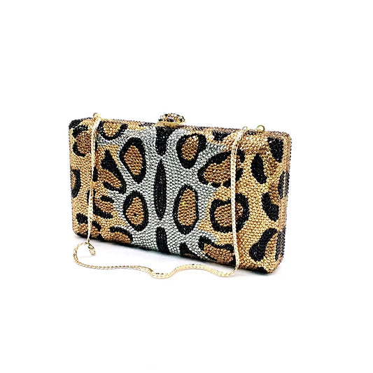 Bridal Wedding Party Purses Women Evening Party Leopard Diamonds Artistic Full Crystal Clutches Purses