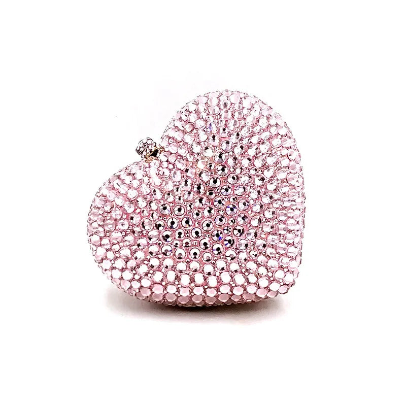 Fashion Bridal Wedding Party Purses Women Evening Party Diamonds Heart Shape Small Full Crystal Clutches Purses