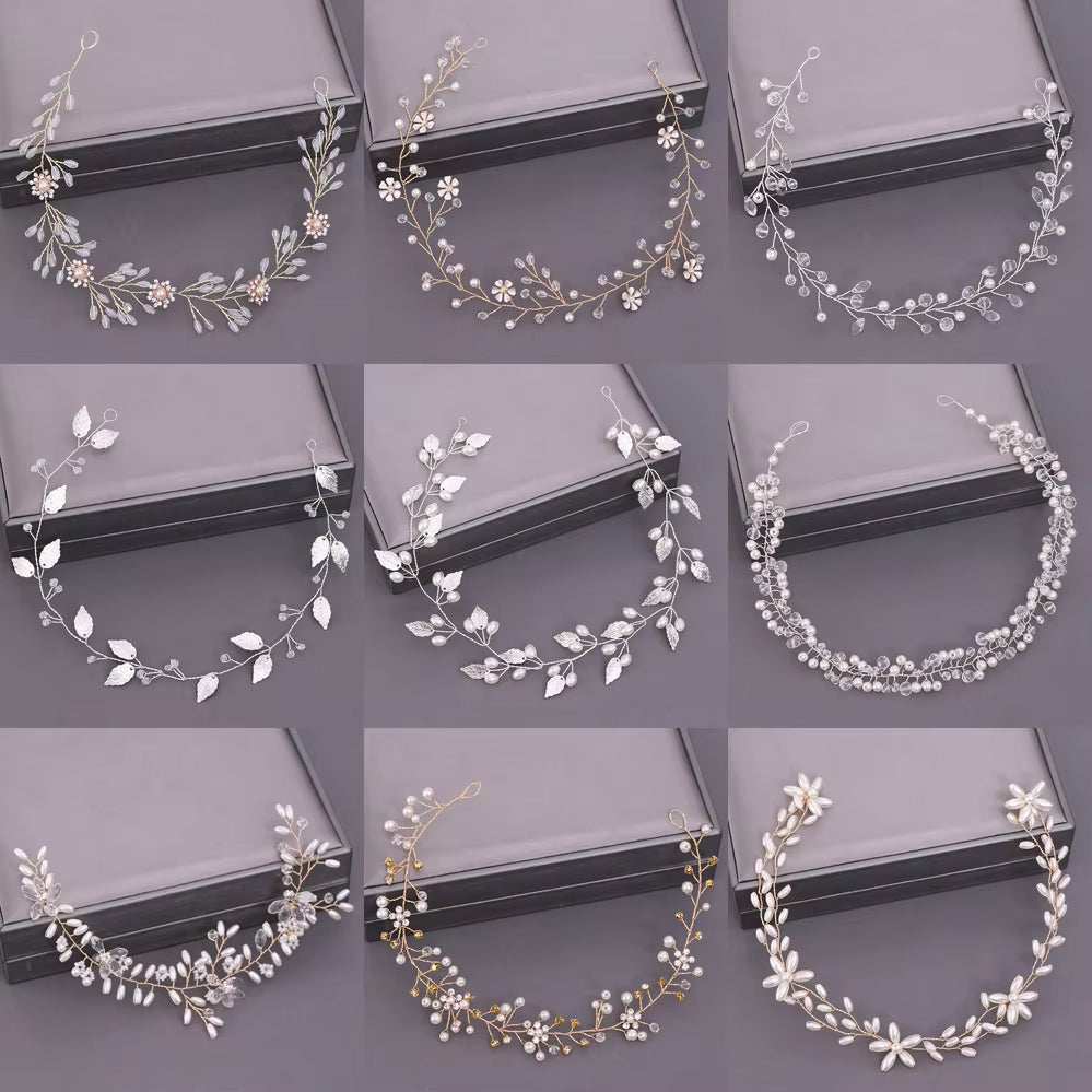 Bridal Headband Wedding Hair Jewelry Pearl Crystal Headband Bride Hair Accessories Headband Bridal Tiara Wedding Headband Flower