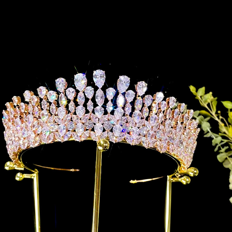 New Bride Tiara Crystal Headdress Wedding Hair Accessories Full Zircon Crowns Headband Wedding Jewelry Crowns for Women