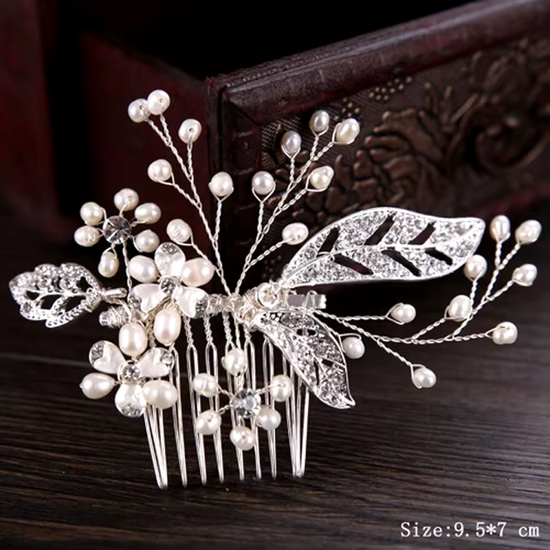 Bridal Pearl Hair Comb Wedding Accessories Rhinestone Flower Wedding Hair Comb Jewelry Wedding Hair Ornaments Bridal Headdress