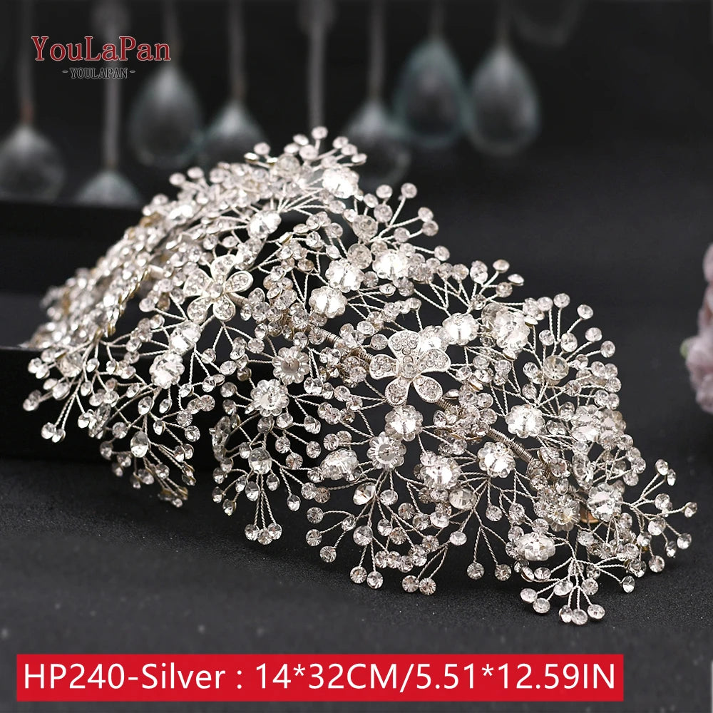 Luxury Bridal Crown Wedding Hair Accessories Bridal Tiara and Headdress Rhinestone Headband for Women Headpiece HP240