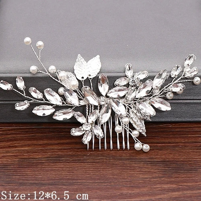 Wedding Hair Combs Bridal Hair Accessories for Women Hair Jewelry Silver Color Pearl Rhinestone Head Jewelry Women Accessories