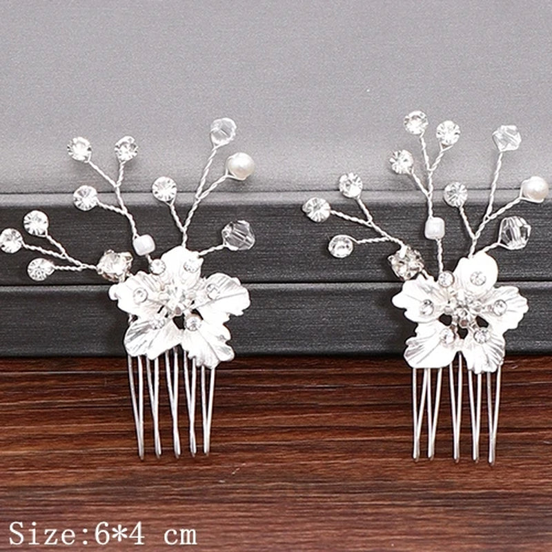 Wedding Hair Combs Bridal Hair Accessories for Women Hair Jewelry Silver Color Pearl Rhinestone Head Jewelry Women Accessories