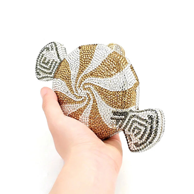 Elegant Women Evening Party Peppermint Diamonds Luxury Clutches Sweet Sugar Candy Crystal Purses Bridal Wedding Party Purses