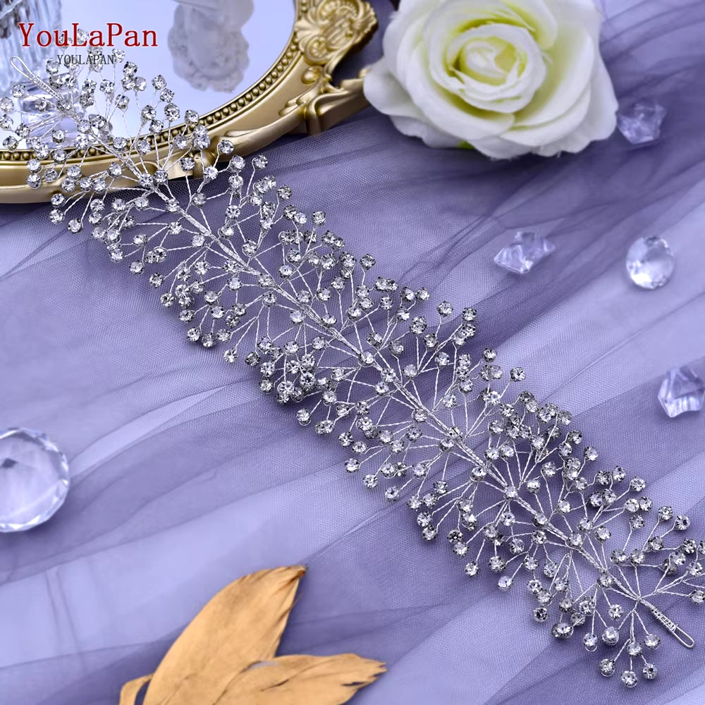 Handmade Crystal Rhinestones Silver Golden Wedding Headband Headpiece Jewelled Headband Wedding Hair Jewelry HP237