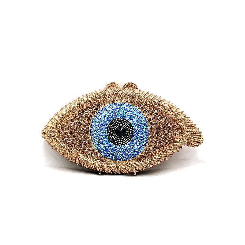 Fashion Elegant Women Evening Party Big Evil Eye Diamonds Luxury Clutches Pattern Crystal Purses Bridal Wedding Party Purses