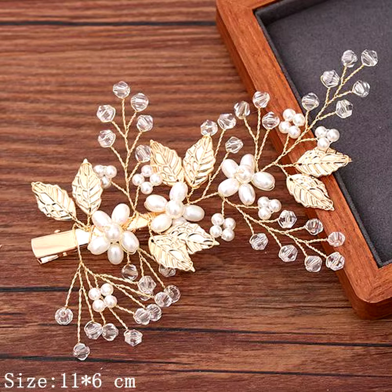 Women Hair Comb Jewelry Wedding Hair Accessories Rhinestone Pearl Bridal Hair Comb Ladies Hair Jewelry Light Gold Comb Headpiece