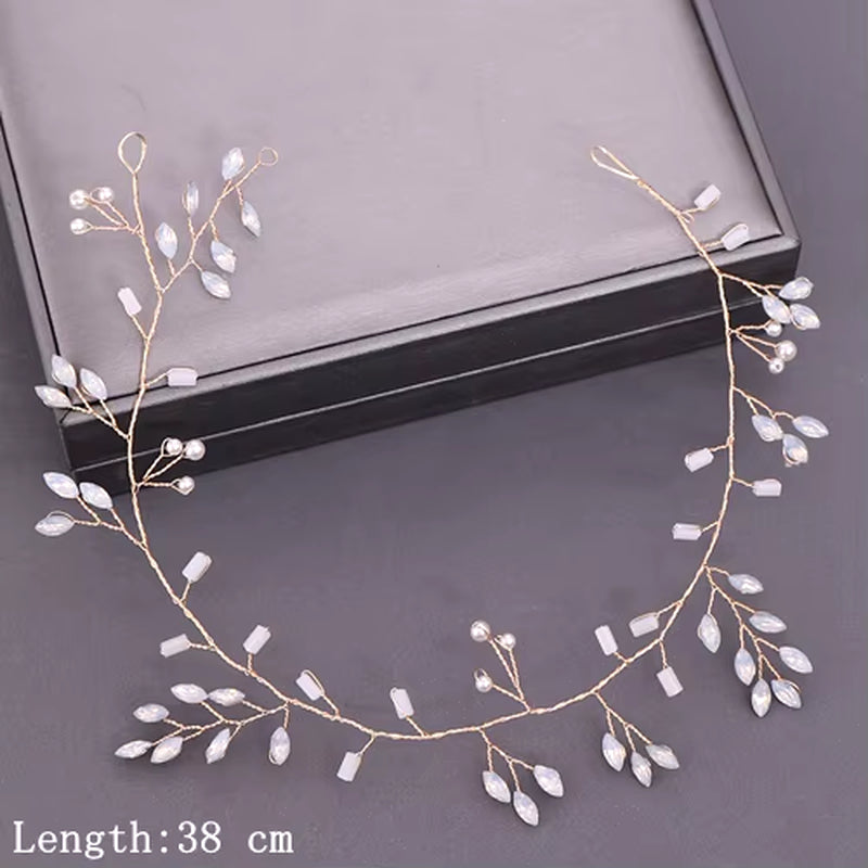 Bridal Headband Wedding Hair Jewelry Pearl Crystal Headband Bride Hair Accessories Headband Bridal Tiara Wedding Headband Flower