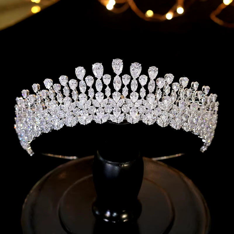 New Bride Tiara Crystal Headdress Wedding Hair Accessories Full Zircon Crowns Headband Wedding Jewelry Crowns for Women