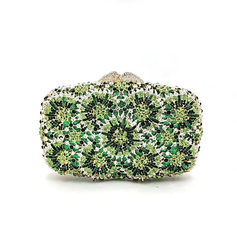 Nigeria Ladies Bridal Wedding Party Purses Women Evening Party Diamond Luxury Flower Clutches Elegant Crystal Purses