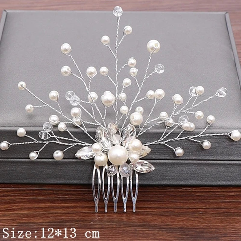 Wedding Hair Combs Bridal Hair Accessories for Women Hair Jewelry Silver Color Pearl Rhinestone Head Jewelry Women Accessories