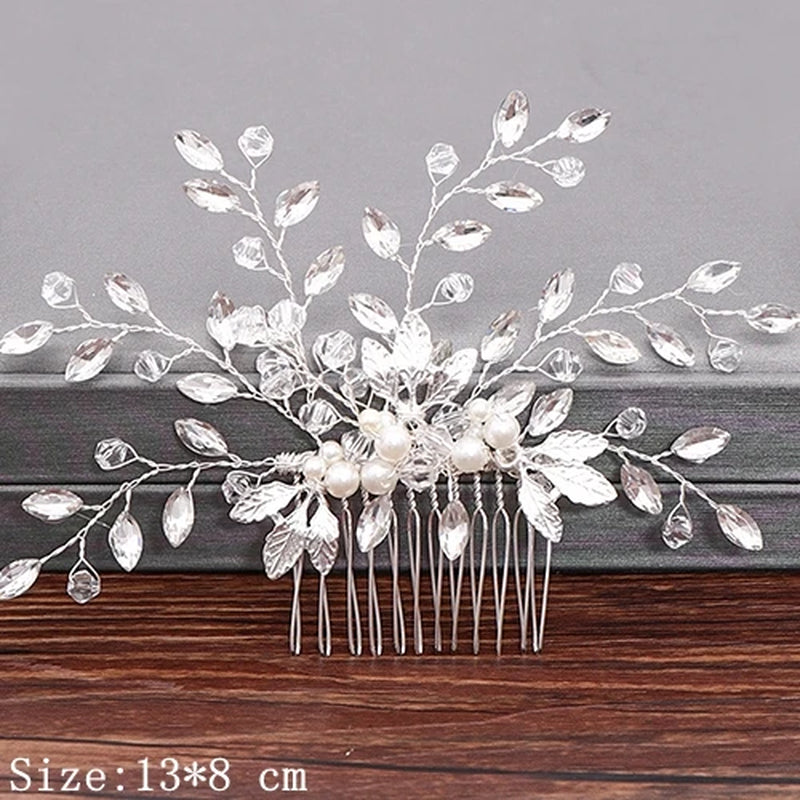 Wedding Hair Combs Bridal Hair Accessories for Women Hair Jewelry Silver Color Pearl Rhinestone Head Jewelry Women Accessories