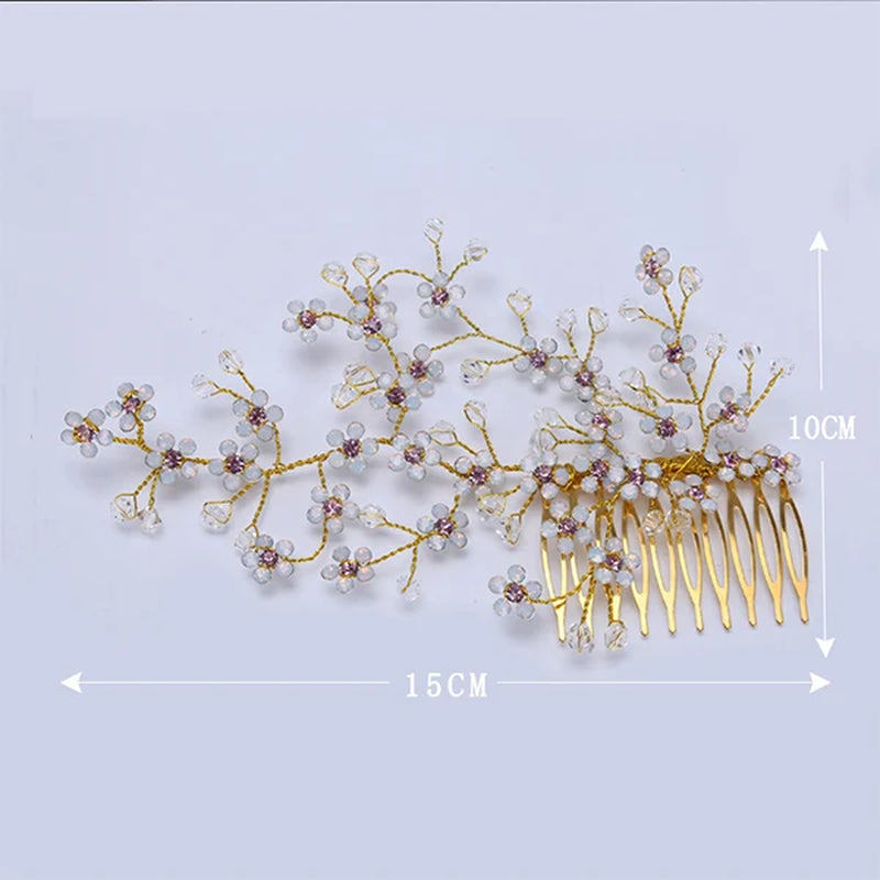 Many Style Gold Color Crystal Simulated Pearl Hair Comb for Wedding Hair Accessories Handmade Bride Hair Jewelry Headpiece Tiara