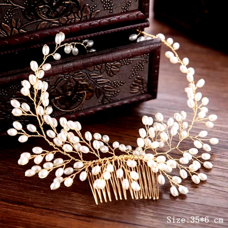 Bridal Pearl Hair Comb Wedding Accessories Rhinestone Flower Wedding Hair Comb Jewelry Wedding Hair Ornaments Bridal Headdress