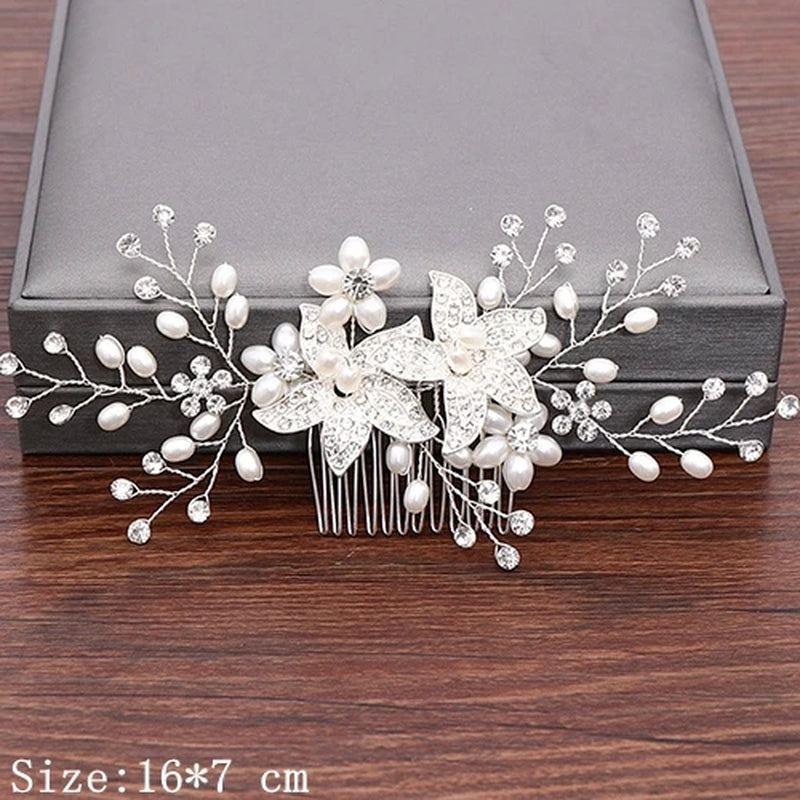 Wedding Hair Combs Bridal Hair Accessories for Women Hair Jewelry Silver Color Pearl Rhinestone Head Jewelry Women Accessories