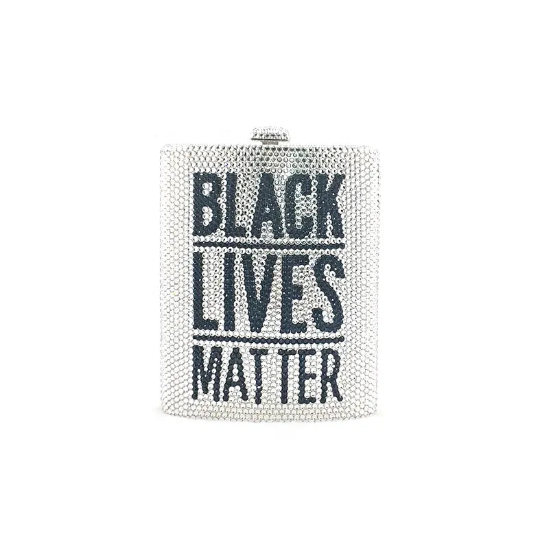 BLACK LIVES MATTER ROCK Women Evening Party Lip Clutches Full Crystal Classical Purses Bag