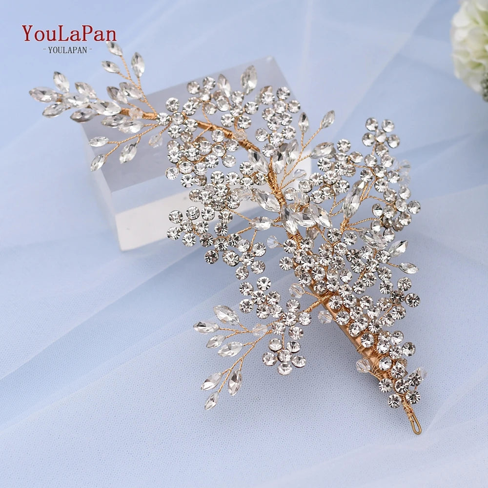 HP253 Luxury Crystal Bridal Headpiece Floral Wedding Hair Vine Clip Party Prom Hair Jewelry Brides Hair Accessories