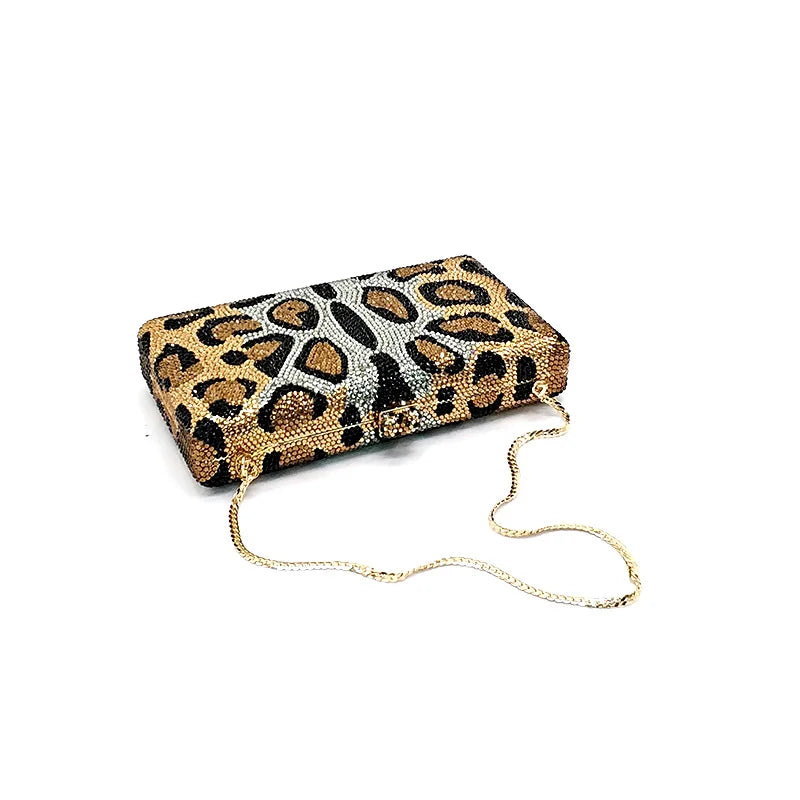 Bridal Wedding Party Purses Women Evening Party Leopard Diamonds Artistic Full Crystal Clutches Purses