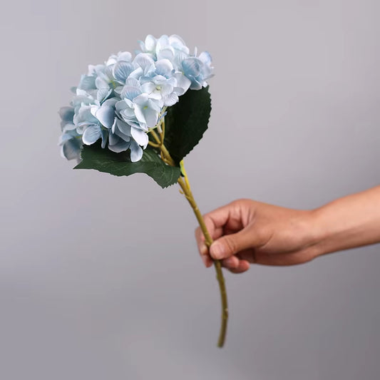 NEW Hydrangea Flower Branch with Fake Leaves Silk Artificial Flowers for Home Wedding Decorations Flores