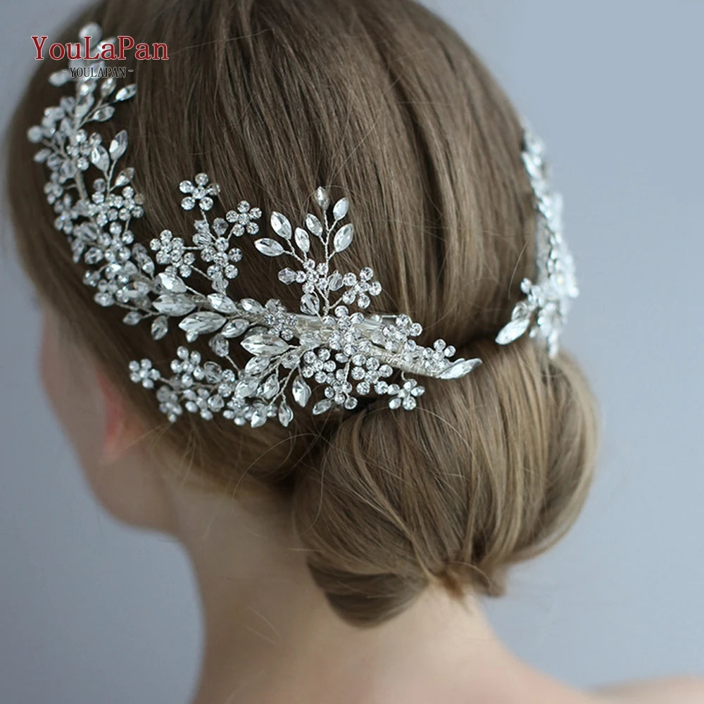 HP253 Luxury Crystal Bridal Headpiece Floral Wedding Hair Vine Clip Party Prom Hair Jewelry Brides Hair Accessories