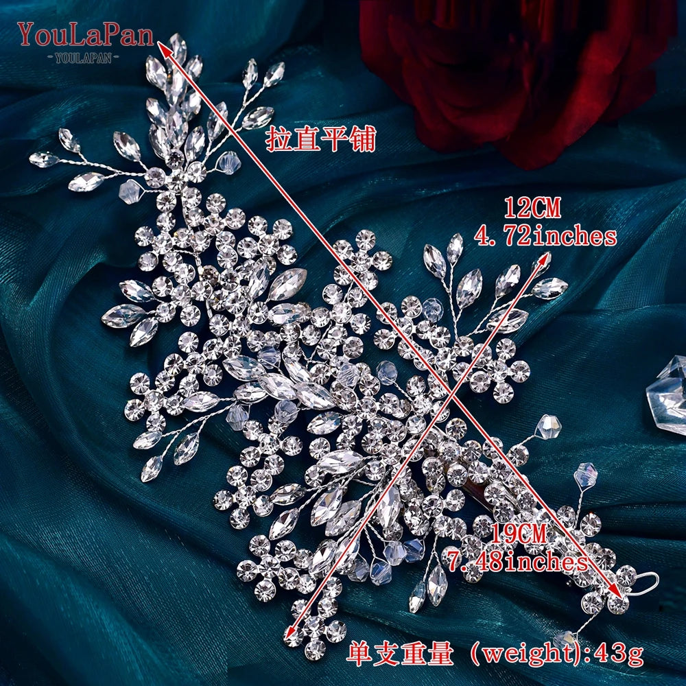 HP253 Luxury Crystal Bridal Headpiece Floral Wedding Hair Vine Clip Party Prom Hair Jewelry Brides Hair Accessories