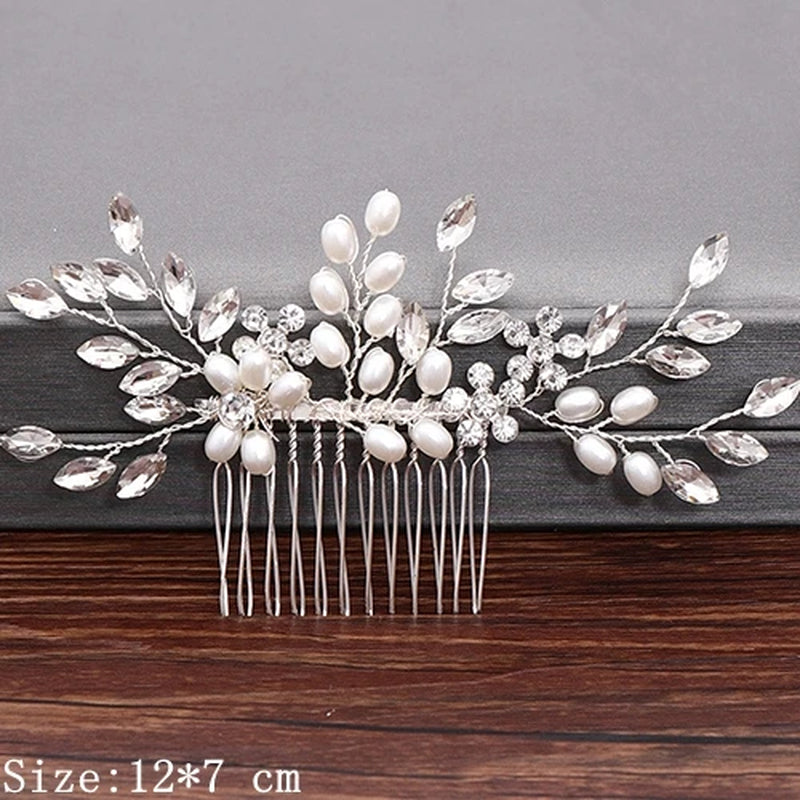 Wedding Hair Combs Bridal Hair Accessories for Women Hair Jewelry Silver Color Pearl Rhinestone Head Jewelry Women Accessories