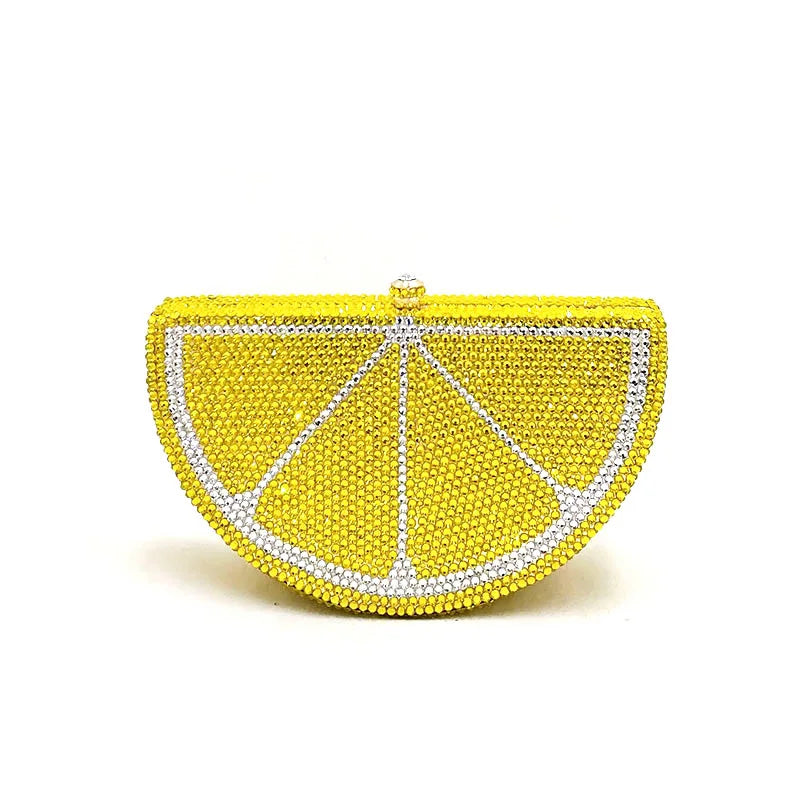 Bridal Wedding Party Purses Women Evening Party Diamonds Fruit Lemon Orange Fruit Slice Crystal Clutches Full Crystal Purses