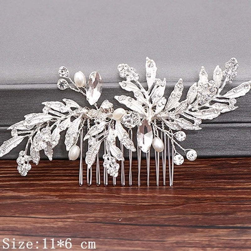 Wedding Hair Combs Bridal Hair Accessories for Women Hair Jewelry Silver Color Pearl Rhinestone Head Jewelry Women Accessories