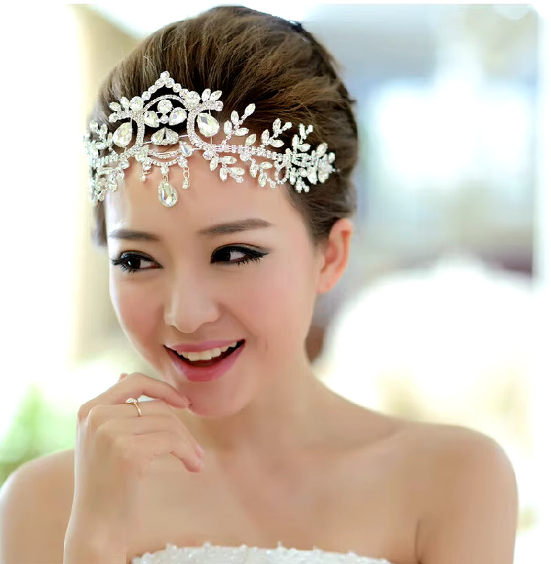 Bridal Beauty Rhinestone Headdress Crystal Headbands Women Hair Jewelry Wedding Accessories Crystal Tiaras and Crowns Head Chain