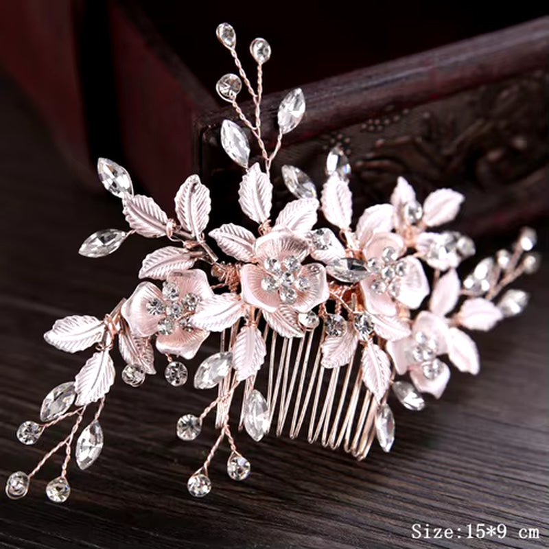 Bridal Pearl Hair Comb Wedding Accessories Rhinestone Flower Wedding Hair Comb Jewelry Wedding Hair Ornaments Bridal Headdress