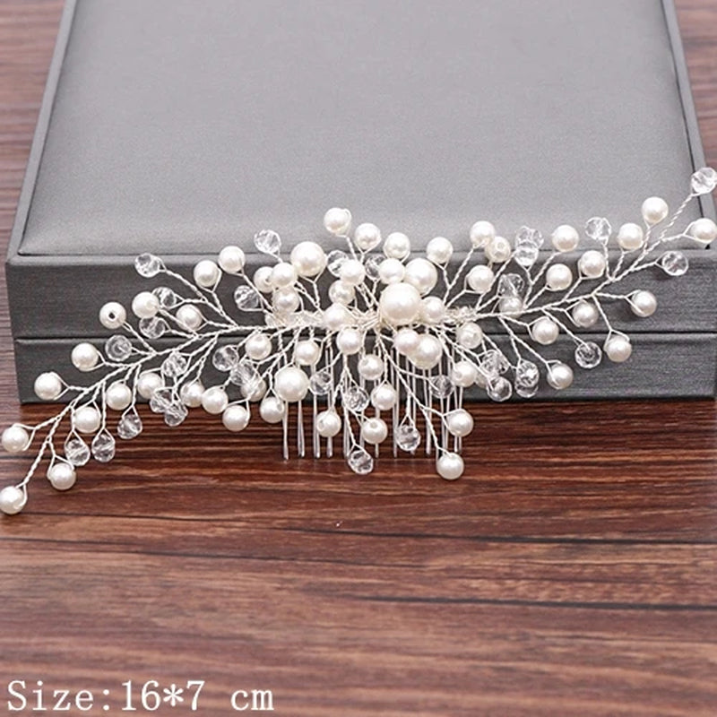 Wedding Hair Combs Bridal Hair Accessories for Women Hair Jewelry Silver Color Pearl Rhinestone Head Jewelry Women Accessories