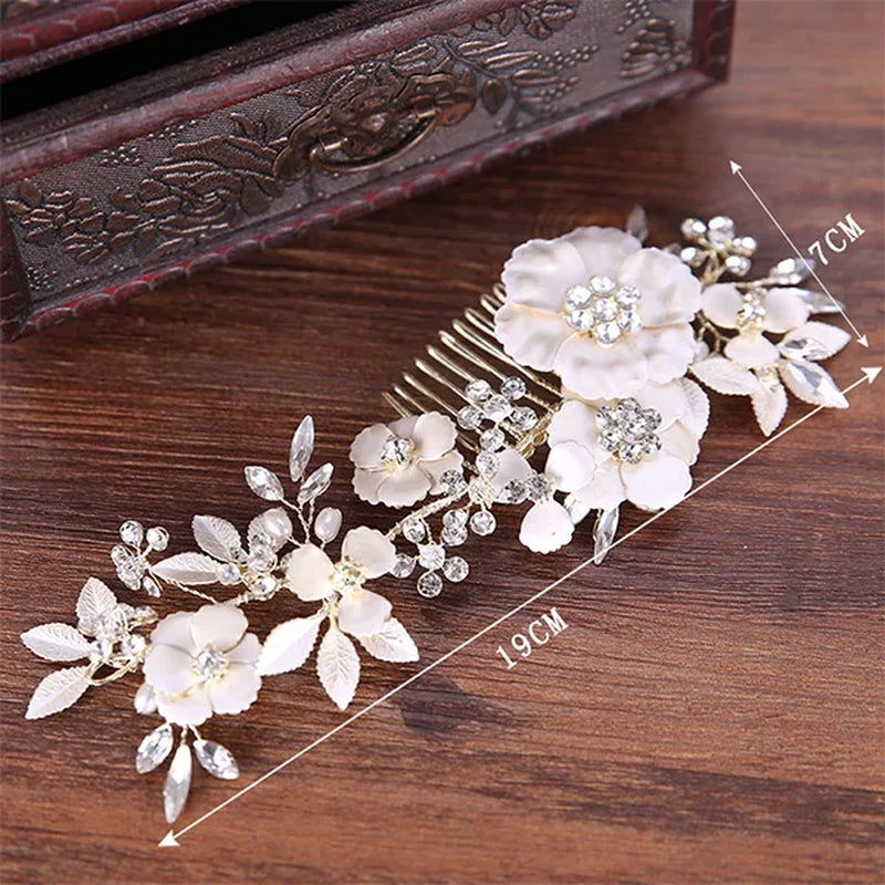 Many Style Gold Color Crystal Simulated Pearl Hair Comb for Wedding Hair Accessories Handmade Bride Hair Jewelry Headpiece Tiara