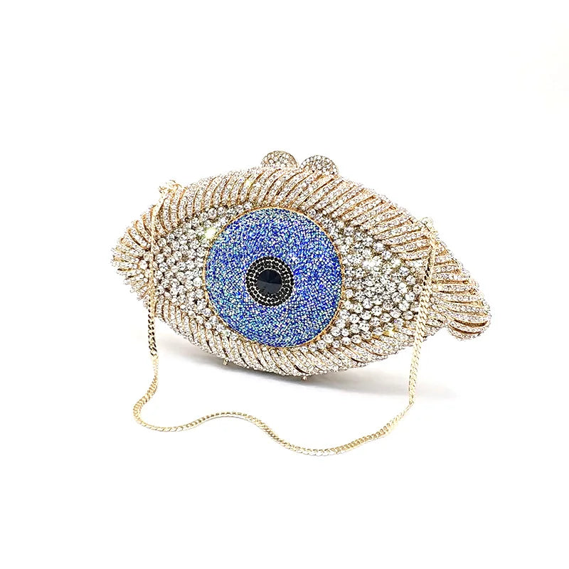 Fashion Elegant Women Evening Party Big Evil Eye Diamonds Luxury Clutches Pattern Crystal Purses Bridal Wedding Party Purses