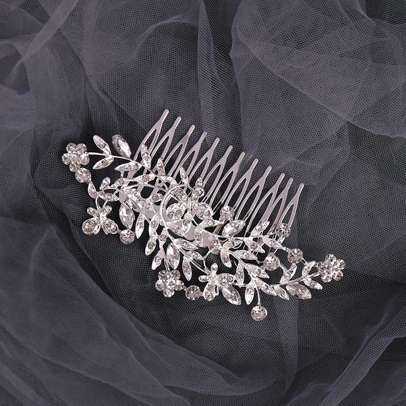 Silver Color Crystal Rhinestone Pearl Hair Comb Hair Clip for Women Bride Hair Jewelry Wedding Hair Accessories Party Hairpin