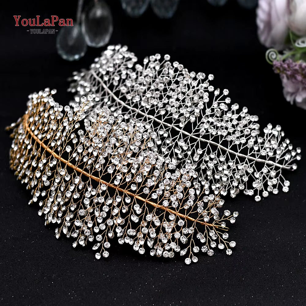 Handmade Crystal Rhinestones Silver Golden Wedding Headband Headpiece Jewelled Headband Wedding Hair Jewelry HP237