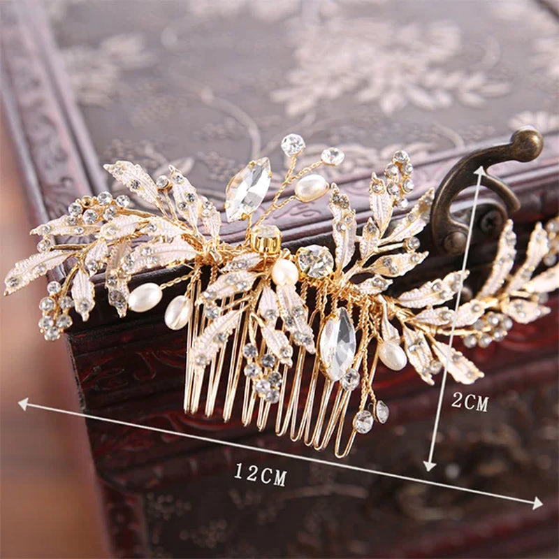 Many Style Gold Color Crystal Simulated Pearl Hair Comb for Wedding Hair Accessories Handmade Bride Hair Jewelry Headpiece Tiara