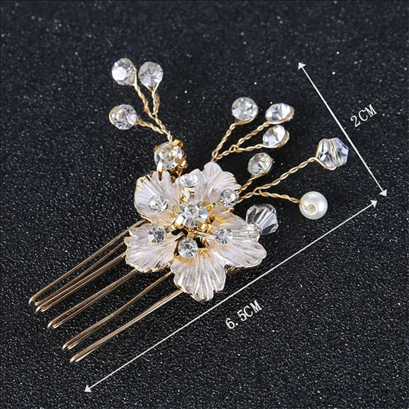 Many Style Gold Color Crystal Simulated Pearl Hair Comb for Wedding Hair Accessories Handmade Bride Hair Jewelry Headpiece Tiara