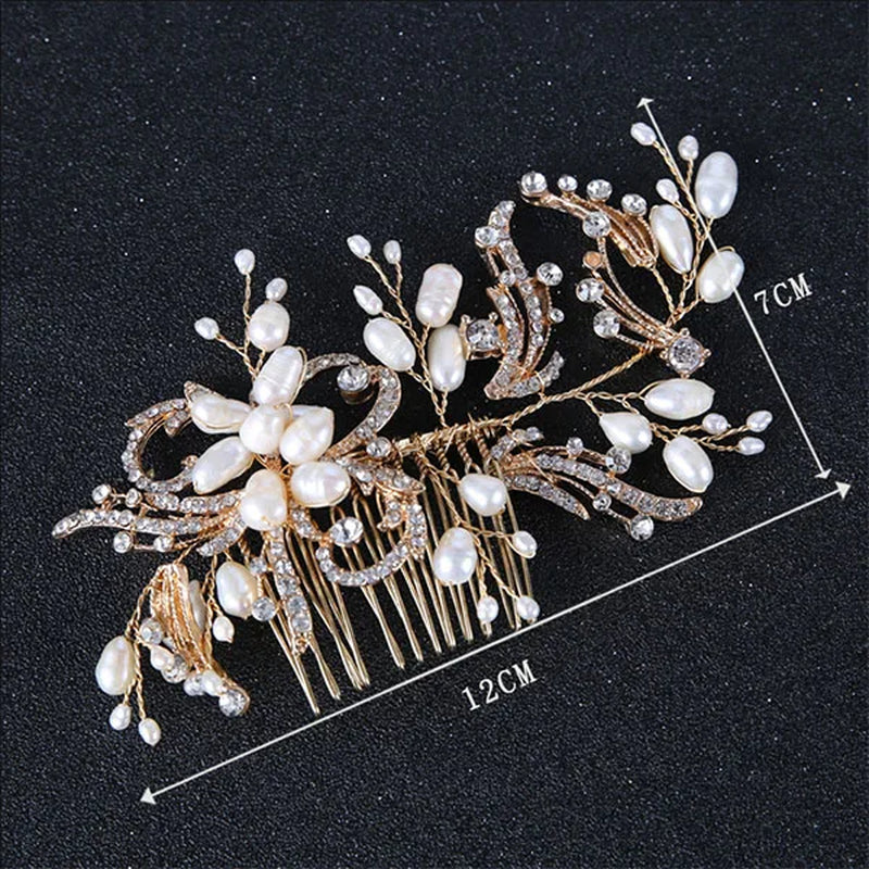 Many Style Gold Color Crystal Simulated Pearl Hair Comb for Wedding Hair Accessories Handmade Bride Hair Jewelry Headpiece Tiara