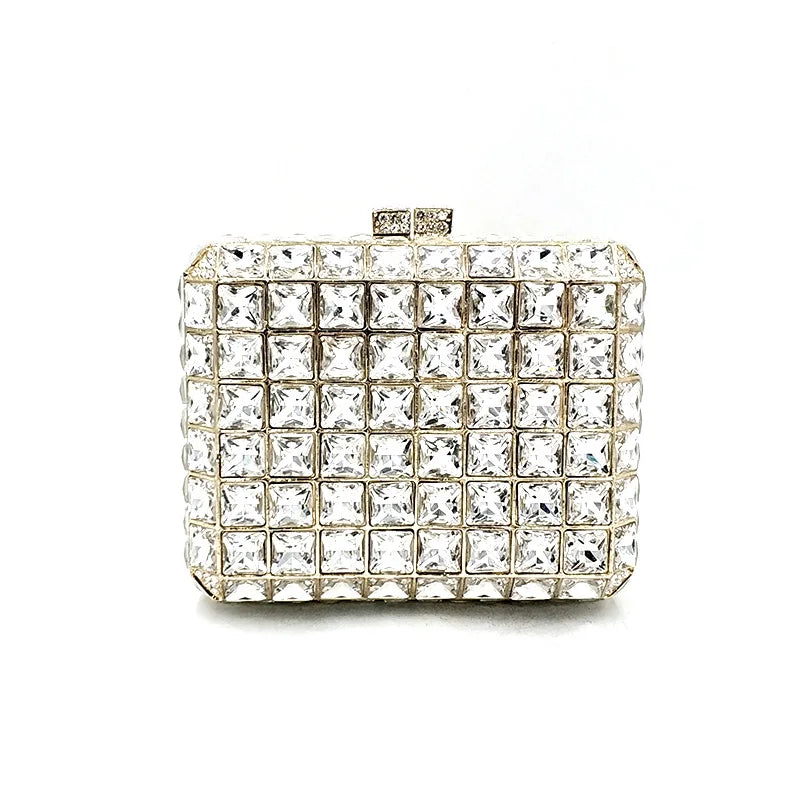 Small Evening Party Bridal Wedding Party Wallet Purses Elegant Square Shape Purses Women Wallet Luxury Big Crystal Clutches