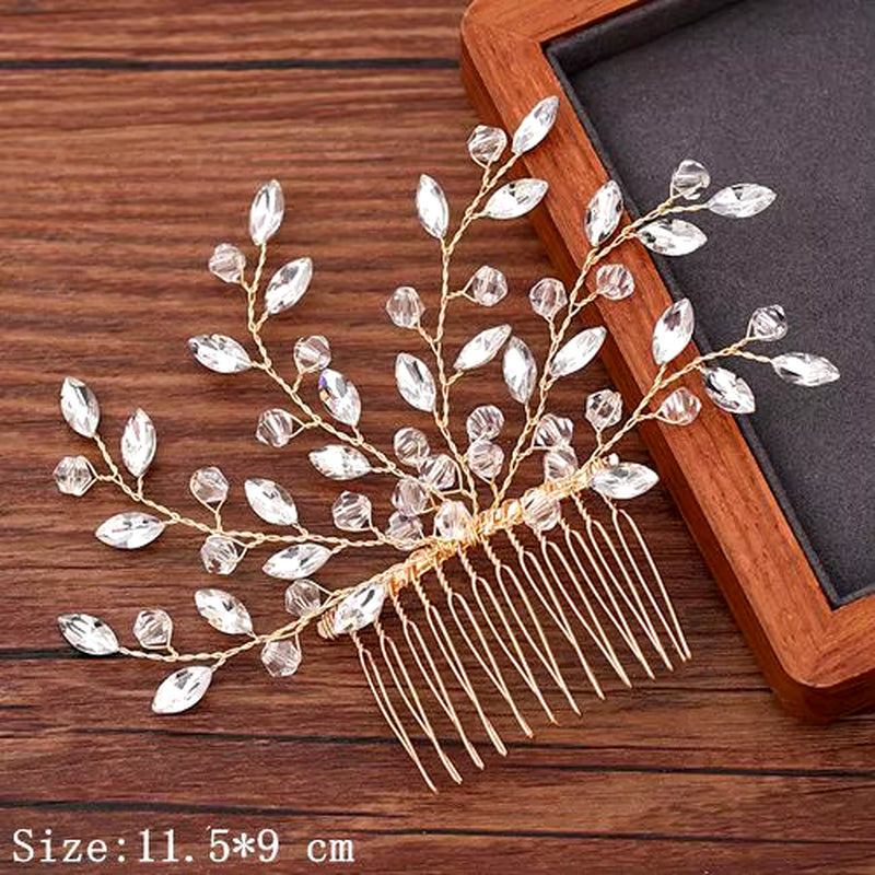 Women Hair Comb Jewelry Wedding Hair Accessories Rhinestone Pearl Bridal Hair Comb Ladies Hair Jewelry Light Gold Comb Headpiece