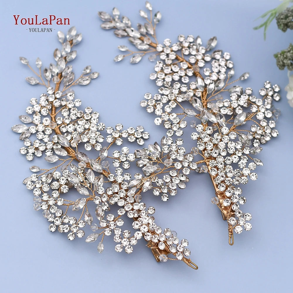 HP253 Luxury Crystal Bridal Headpiece Floral Wedding Hair Vine Clip Party Prom Hair Jewelry Brides Hair Accessories