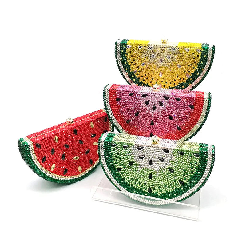 Special Top Design Bridal Wedding Party Purses Women Evening Party Diamonds Fruit Watermelon Slice Clutches Crystal Purses