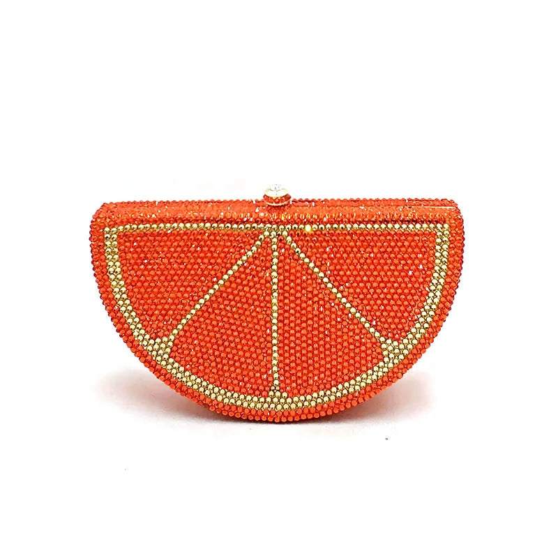 Bridal Wedding Party Purses Women Evening Party Diamonds Fruit Lemon Orange Fruit Slice Crystal Clutches Full Crystal Purses