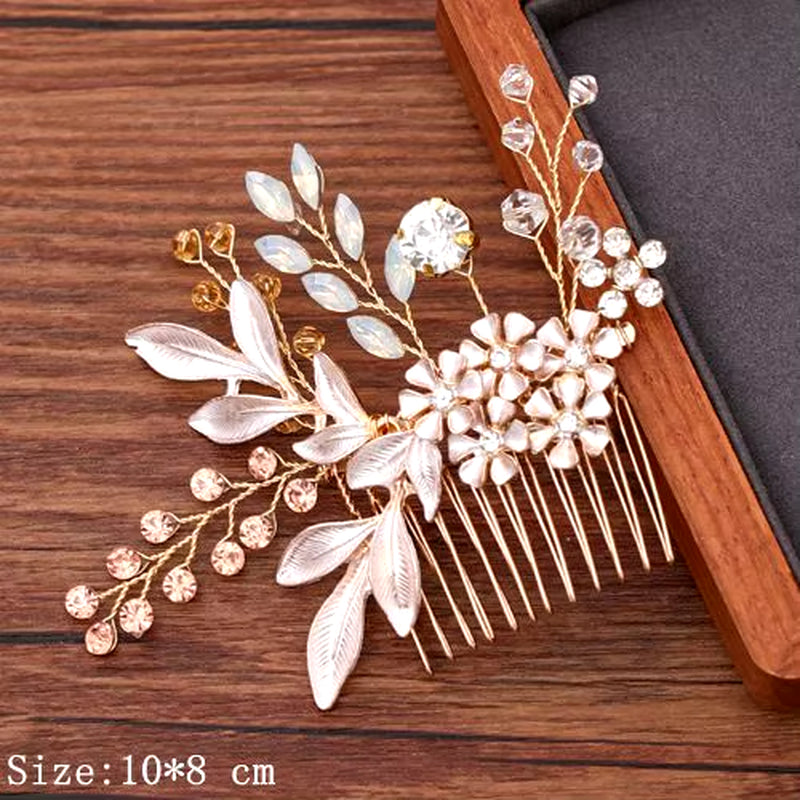 Women Hair Comb Jewelry Wedding Hair Accessories Rhinestone Pearl Bridal Hair Comb Ladies Hair Jewelry Light Gold Comb Headpiece