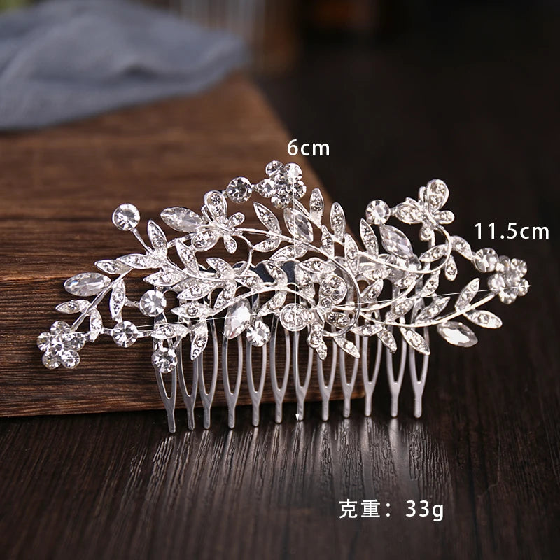 Silver Color Crystal Rhinestone Pearl Hair Comb Hair Clip for Women Bride Hair Jewelry Wedding Hair Accessories Party Hairpin