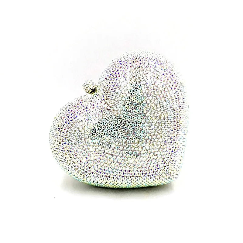 Fashion Bridal Wedding Party Purses Women Evening Party Diamonds Heart Shape Small Full Crystal Clutches Purses