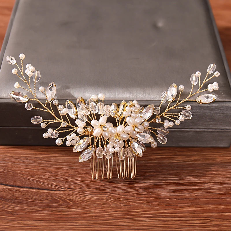 Wedding Hair Combs Bridal Hair Accessories for Women Hair Jewelry Silver Color Pearl Rhinestone Head Jewelry Women Accessories