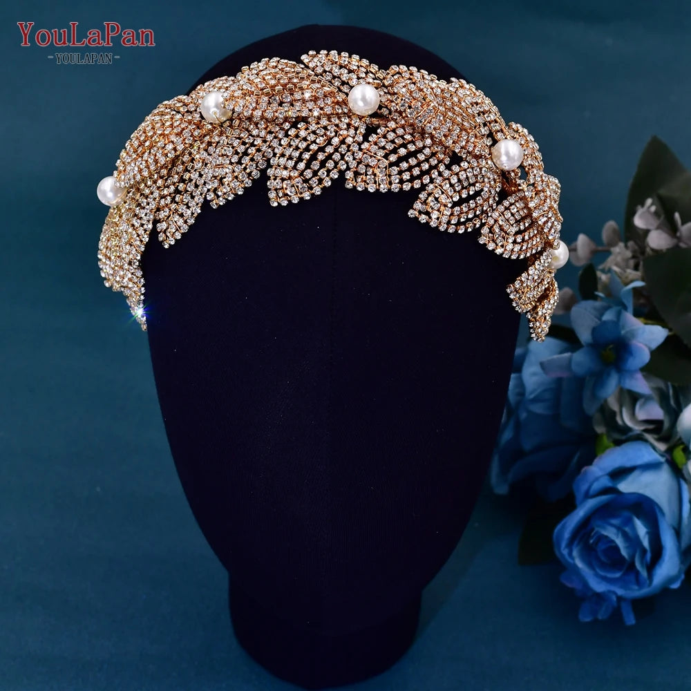 Pearl Hair Bands Women Hair Jewelry Rhinestone Headbands Women Tiara Wedding Headpieces for Bride Headband HP351