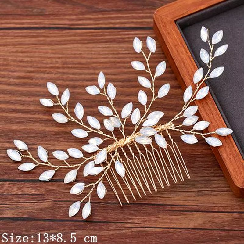 Women Hair Comb Jewelry Wedding Hair Accessories Rhinestone Pearl Bridal Hair Comb Ladies Hair Jewelry Light Gold Comb Headpiece